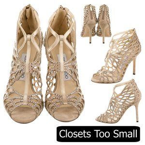 STORE CLOSING Jimmy Choo Crystal Embellished Open Toe Heels